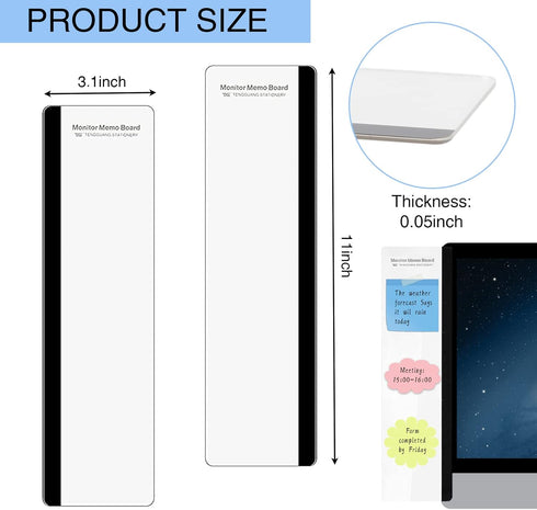 Monitor Memo Board - Multifunction Computer Monitor Memo Board Transparent Monitor Side Panel Creative Desktop Memo Board Easy to Use Suitable for...