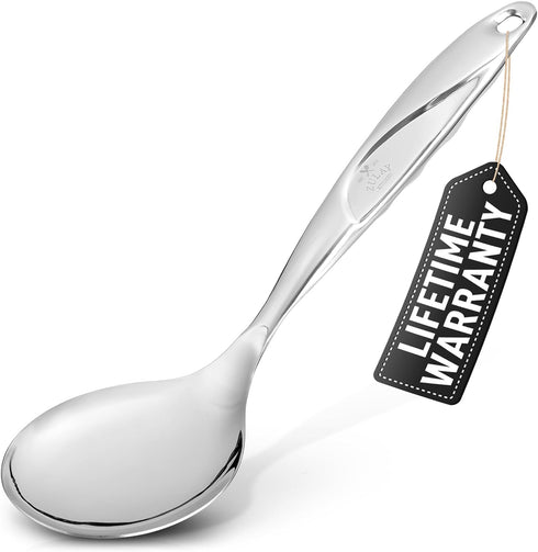 Zulay Kitchen Stainless Steel Cooking Utensil - Stainless Steel Kitchen Utensil - Durable Kitchen Gadgets - Metal Kitchen Accessories - Easy to Cl...