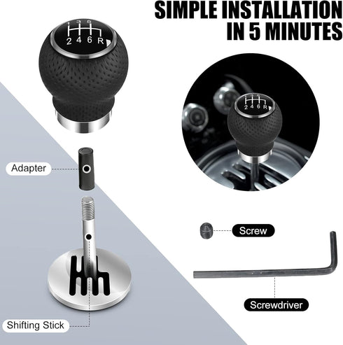Universal Shift Knob 6 Speed Manual Gearbox Shift Knobs Fit for Most Car Transport Vehicles?Round Head R Down?...