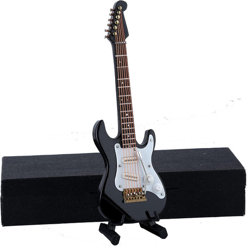 Dselvgvu Wooden Miniature Electric Guitar with Stand and Case Mini Musical Instrument Miniature Dollhouse Model Birthday Present (Electric Guitar:...