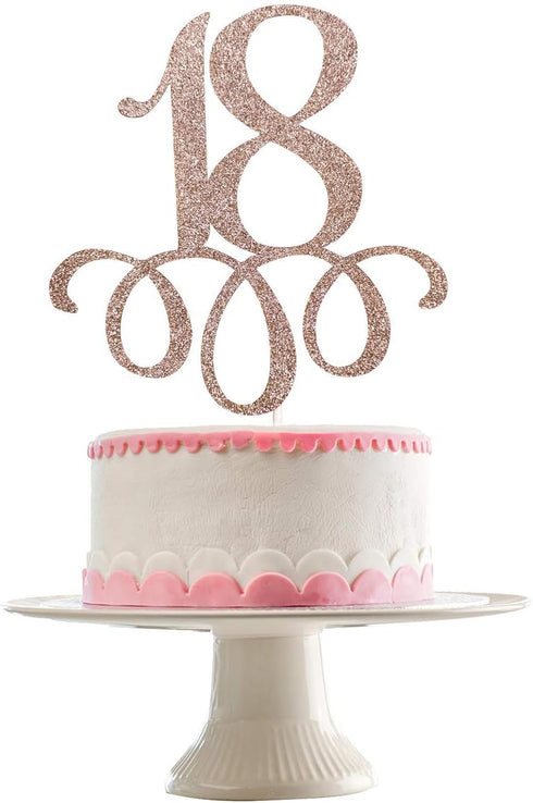 Rose Gold 18 Birthday Cake Topper, 18th Birthday Cake Topper Eighteen Birthday Cake Topper for Girls Boys 18th Birthday Party Cake Supplies...