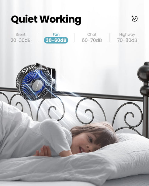 Gaiatop Portable Clip on Fan Battery Operated, Small Powerful USB Desk Fan, 3 Speed Quiet Rechargeable Mini Table Fan, 360° Rotate Personal Coolin...