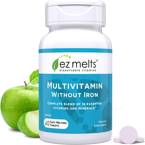 EZ Melts Dissolvable Multivitamin without Iron, 18 Vitamins & Minerals Including Vitamin A, Biotin, Vitamin B12, Vitamin C, Vitamin D3, Zinc and M...