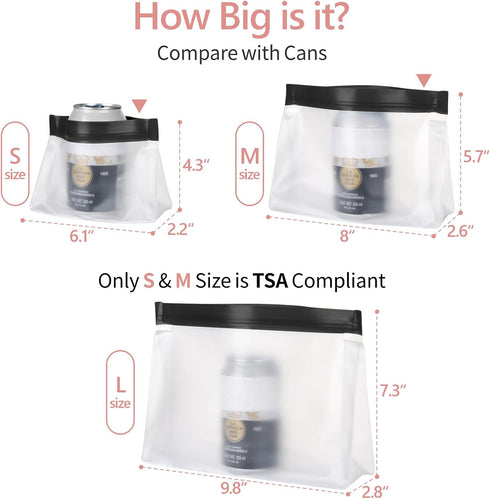 PACKISM Leak Proof Clear Travel Pouch - Sealed TSA Approved Toiletry Bag, BPA-free Reusable, Semi-Transparent Clear Cosmetic Bag with Flat Bottom,...