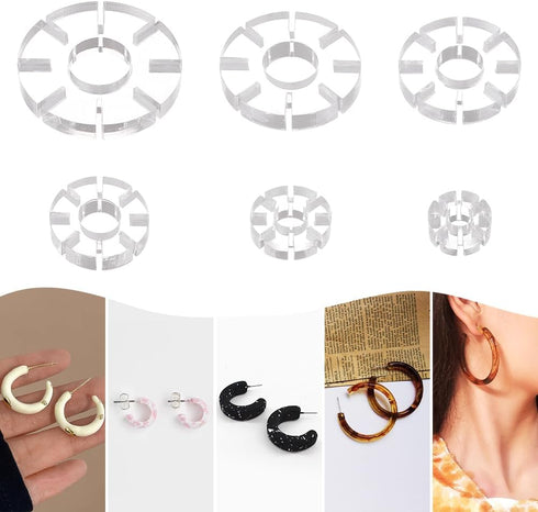 BENECREAT 6 Size Polymer Clay Hoop Guide, Translucent Jewelry Earring Clay Cutters for Making Earrings, Rings, Necklaces, Slot: 0.8mm...