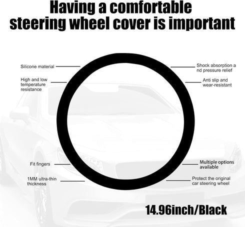 1 PC Car D Shape Steering Wheel Cover, Non-Slip Silicone Steering Wheel Protector Cover, All Seasons, Suitable for D Shape Flat Bottom Steering Wh...