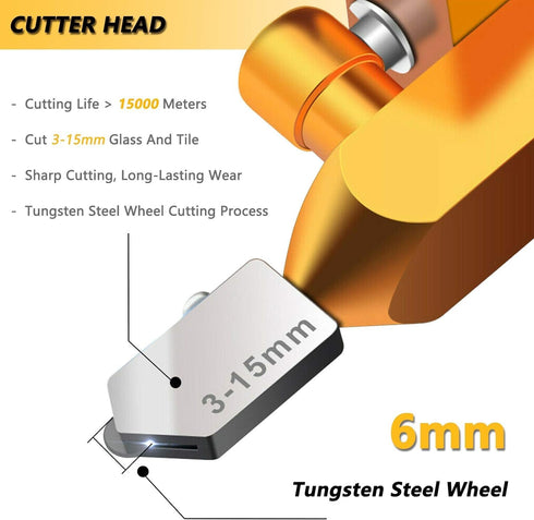 Canitu 2 in 1 Manual Tile Glass Cutter Tool Kit with 3-15 mm Tungsten Steel Blades Breaking Pliers Manual Glass Tile Cutter Hand Tool for Home DIY...