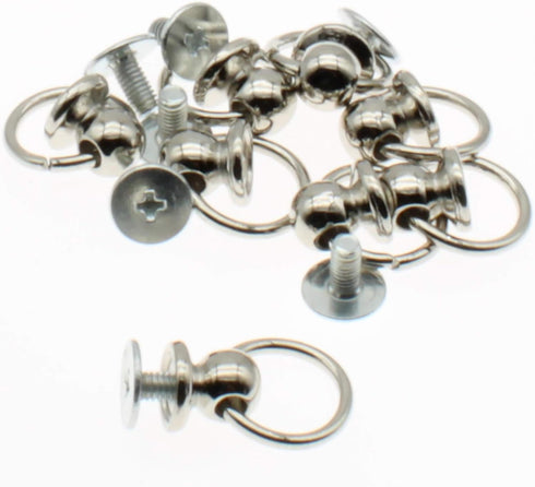 Screwback Round Head Rivet,LBTODH 24pcs Rivets for Leather with Pull Ring DIY Accessory for Handbags/Belts/Leather Goods/Bags/Hats etc.(Silver)...