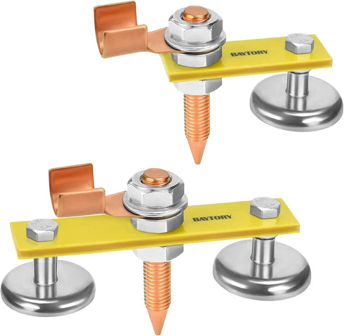 BAYTORY Upgrade Magnetic Welding Support Ground Clamp Tools, Double + Single Welding Magnet Head, Strong Magnetism Large Suction, Copper Tail Weld...