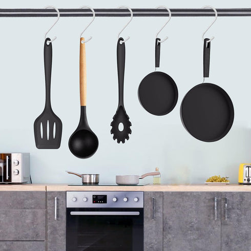 4 Pack Large S Hooks for Hanging Heavy Duty, 6 inch Non Slip Vinyl Coated Metal Closet S Hooks for Hanging Kitchen Utensil Pot Pan Cups Clothes Je...
