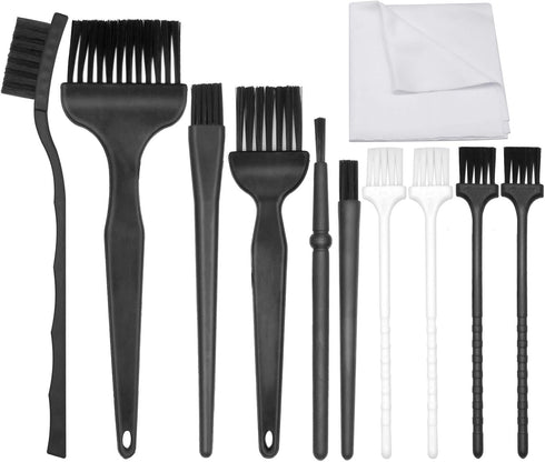 11 in 1 Anti Static Brushes Set with Microfiber Cleaning Cloth, Small Portable Plastic Handle Nylon Cleaning Brush Kit for Computer PC Keyboard La...
