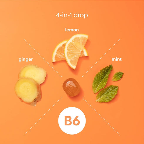 UpSpring Stomach Settle Drops for Occasional Nausea Relief and Morning Sickness with Ginger, Lemon, Spearmint, and B6. Individually Wrapped Drops,...