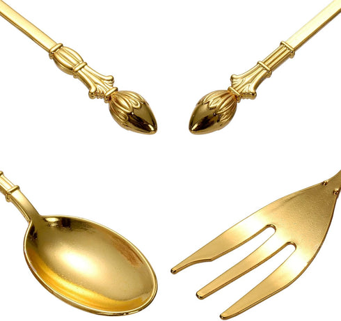 14 Pack Swan Base Holder with Coffee Spoon Forks, Gold Creative Dessert Flatware Set, Decorative Party Golden Serving Teaspoons for Stirring, Mixi...