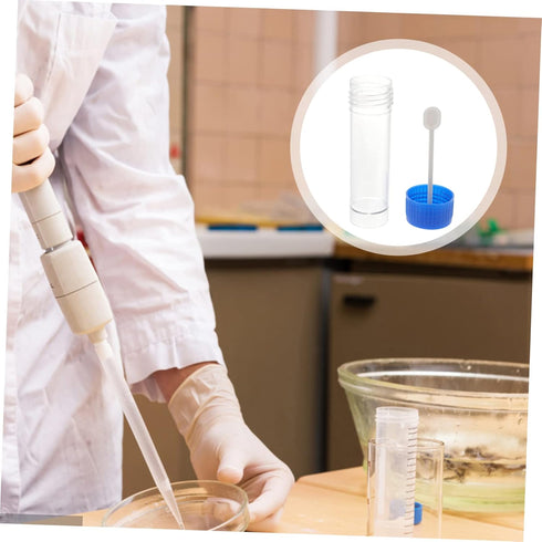 Human and Dog Stool Sample Container with Spoon Lid - 10 Pack - 25-30ml Urine and Fecal Specimen Cups with Screw-On Lids - Ideal for Medical and L...