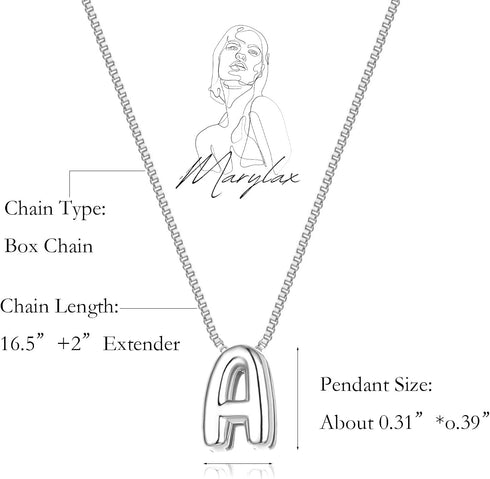 Bubble Initial Necklaces for Women Girls Silver Plated Letter Necklace Dainty Silver Name Necklace Personalized Initial Choker Pendant Necklaces f...