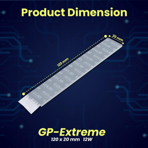 Gelid Solutions GP-Extreme 12W-Thermal Pad 120x20x0.5 (2pcs) Excellent Heat Conduction, Ideal Gap Filler. Easy Installation 120x20x0.5 (2pcs)...
