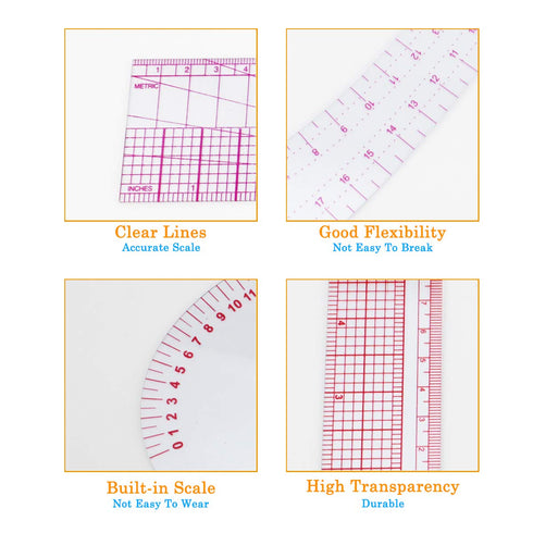 French Metric Ruler, 9 Styles Sew Curve Metric Shaped Ruler Measure Dressmaking Drawing Drafting Measure Template DIY Sewing Ruler Set Perfect for...