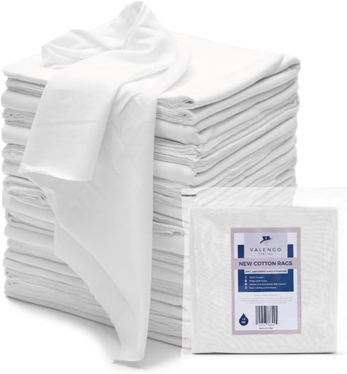 VALENGO New Lint Free Rags 100% Cotton Cloth, Soft Tshirt Rags, Lint Free Cloth for Staining Wood, Cast Iron, Rags for Cleaning, Dusting, Polishin...