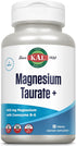 KAL Magnesium Taurate 400mg Plus CoEnzyme Vitamin B6, Chelated Magnesium Supplement, Healthy Muscle Function, Nerve and Heart Health Support, Glut...