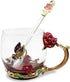 Enamels Butterfly Flower Tea Cup, Glass Coffee Mugs with Spoon, Gifts for Birthday Valentines Mothers Day Graduation Christmas, Presents for Women...