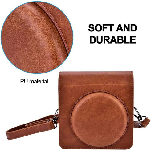 Camera Bag, PU Leather Protective Case Bag with Shoulder Strap for Fujifilm Instax SQ6 Camera(Brown)...