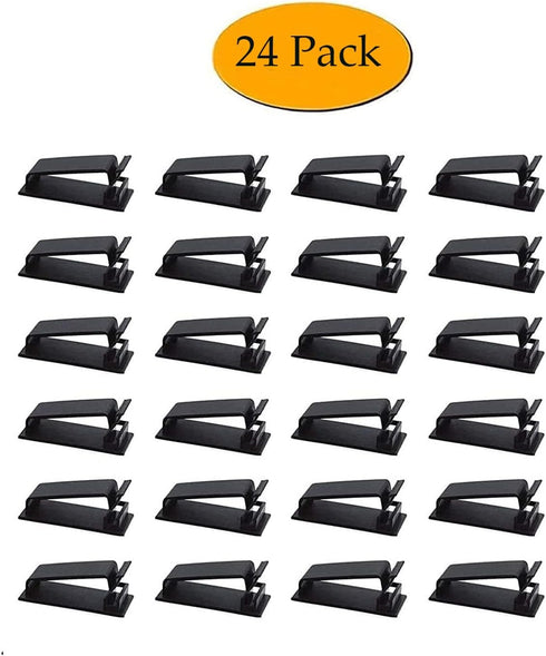 24Pcs Self Adhesive Cable Management Clips, Cable Organizers Wire Clips Cord Holder for TV PC Ethernet Cable Under Desk Home Office Outdoor...