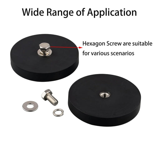 MUTUACTOR 62LB Anti-Scratch Neodymium Rubber Coated Magnet with M6 Female Thread, Non-Slip Strong Monting Magnet for Led Lighting Bar, Signal Ligh...