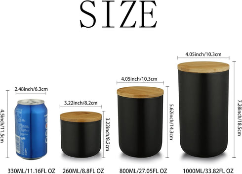 YYW Ceramic Food Storage Jar Canister with Airtight Wooden Lid, Modern Design Food Canisters Loose Tea Coffee Sugar Spice Nuts Snacks Seasonings S...