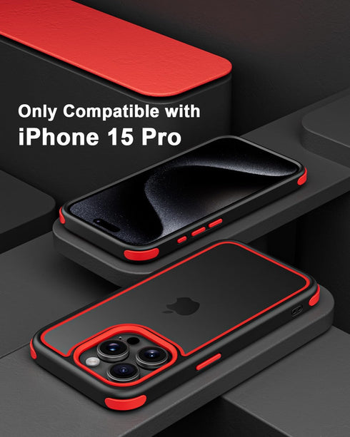 Compatible with iPhone 15 Pro Case, with Multicolor Protective Shockproof Bumpers, Crystal Clear Back Not Yellowing Anti-Scratch Hard PC Back & So...