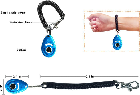 MODUS Pet Training Clicker for Dogs - Clicker with Adjustable Wrist Strap - Positive Reinforcement Clicker for Dogs, Cats, Puppies(Blue)...