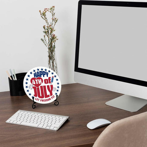 Patriotic Decorations, Happy 4th of July Sign, Desk Plaque with Stand, American flag elements, 4th of July Decor, Independence Day Decorations for...