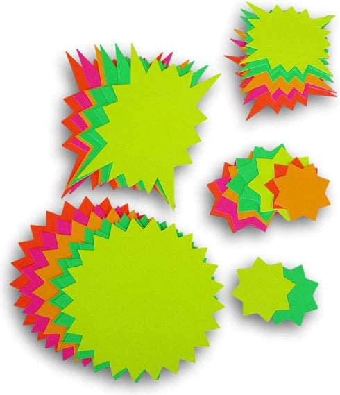 JOT Neon Starbursts Cutouts - Bulletin Board Accent Shapes Classroom Decor (Yellow, Green, Pink)-30 Count (2.5 to 6 Inches Assorted)...