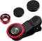 External Lens for Mobile Phone 3-in-1 Fisheye Macro Wide Angle Lens with Clip Aluminum Alloy Compatible with iPhone and Smartphones...