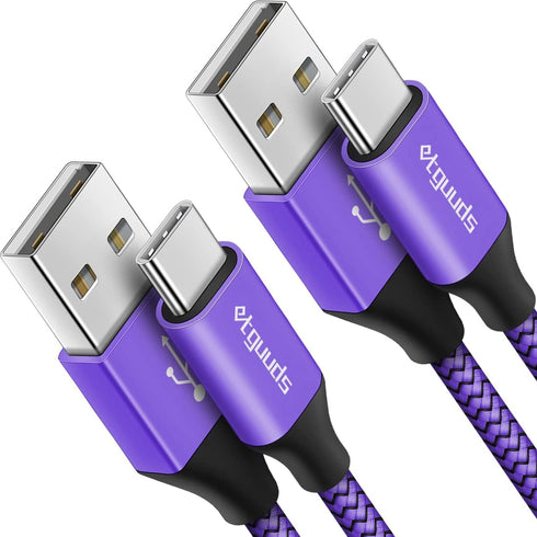 etguuds Purple USB C Cable 3.3ft Fast Charging, 2-Pack Type C Cable Braided USB to USB C Cable Compatible with Samsung Galaxy S23 S22 S21 S20 S10 ...