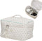 Aesthetic Kawaii Cute Makeup Bag Travel Cotton Quilted Cosmetic Organizer with Handle Toiletry Pouch for Women Teen Girls (Beige Floral)...