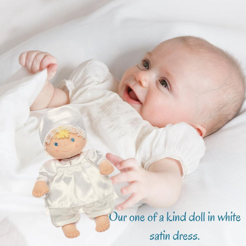 Baptism First Baby Doll - Christening Doll in White Satin Dress for Baby, 12" - Baptism Gifts for Girl or Baptism Gifts for Boys - Special Christe...
