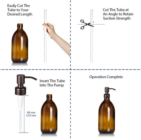 4PC Soap Dispenser Lids - 304 Stainless Steel Replacement Pump with Waterproof Label Stickers 8 Pack Tubes Fit 28/400 Thread Neck Bottles?for Dish...