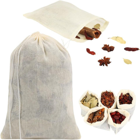 YQL Spice Bags for Cooking,30PCS 5.9x7.8Inch Soup Bags with Drawstring Tea Filter Bags Cheesecloth Bags for Straining Reusable Natural Cotton Sach...