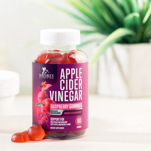 Vegan Apple Cider Vinegar Gummies 1000mg for Detox & Cleanse, ACV Gummy Vitamins B12 Supplement for Digestion Metabolism & Gut Health Support, Nat...