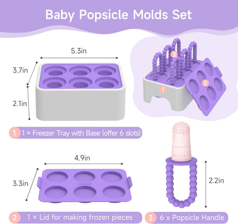 MORLIKE Baby Popsicle Molds Set, Homemade Breastmilk Popsicle Molds for Led Weaning, BPA Free Ice Pop Molds for Baby Teething Relief, Easy Release...