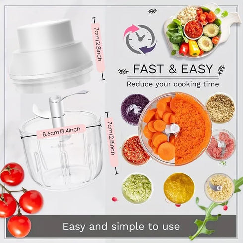 8.45oz 45W Portable Eletric Food Chopper, with 1200mAh Battery, Chopping Bowl, For Meats, Baby Food, Pet Food, Sauce Making, Garlic, Pepper, Nuts ...