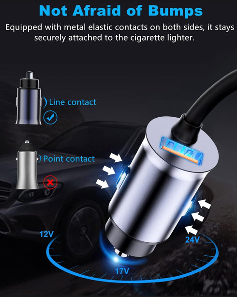 USB C Car Charger, 60W 2-Port Super Fast Car Charger Adapter, QC30W with 4ft 30W Super Fast Type C Cable Car Charger Fast Charging for Galaxy S24 ...