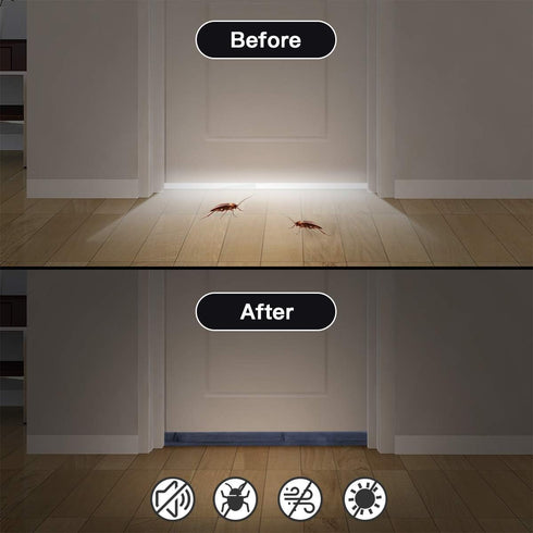 GDHOMM Under Door Draft Stopper Door Sweep Noise Blocker Weather Stripping Size Adjustable 30"-36" Gap Filler & Door Seal, Black...
