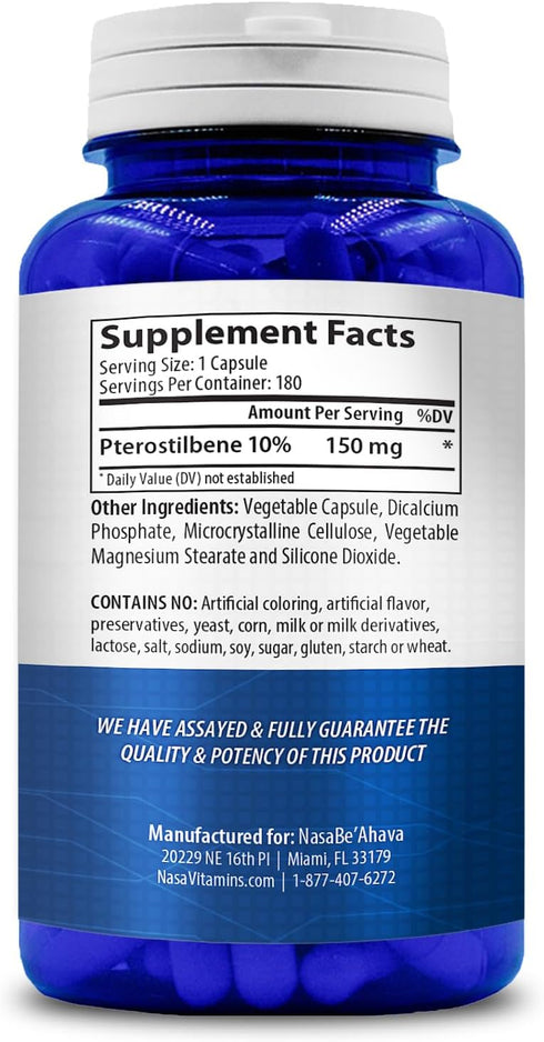 Pterostilbene 150mg 180 Capsules...