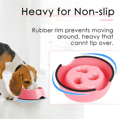 Super Design Slow Feeder Dog Bowl, 1 Cup, Nonslip, Heat-Resistant, Sturdy, Suitable for Small to Medium Sized Dogs...
