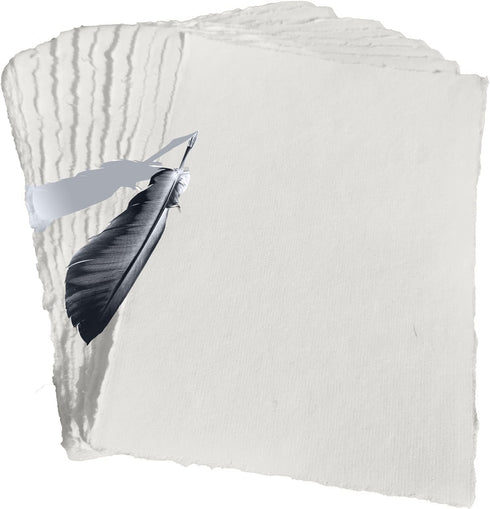 Handmade Cotton Paper with Deckle Edge Recycled Cotton Rag Mixed Media Card Stock for Postcards, Invitations, Crafts and Announcements (150gsm, 5x...