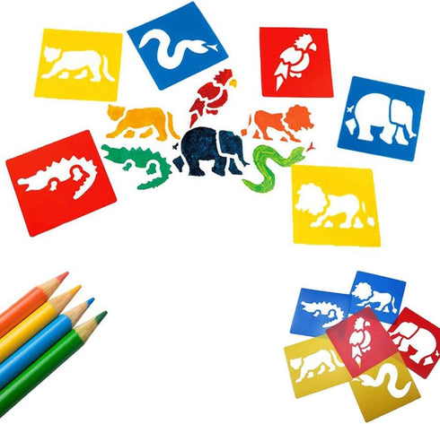 Lependor 36 Pieces Plastic Drawing Painting Stencil Templates for Kids Crafts - Washable Template for School Projects - Random Colors...