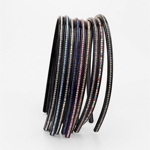 Ruihfas 6Pcs Bling Bling 1 Rows Crystal Rhinestone Headband for Women Girls Thin Hair Hoop Fashion...