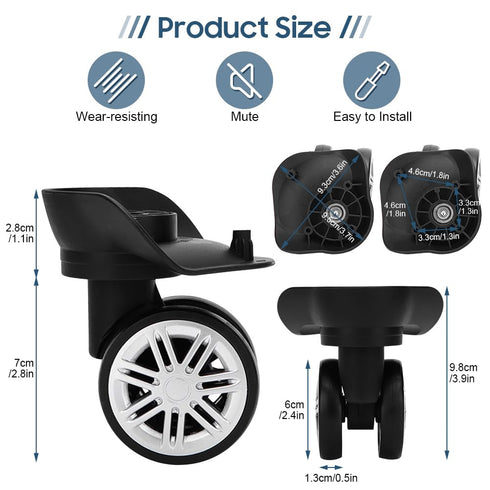 Suitcase Wheel Replacement, Mute Double Row Luggage Wheel Universal Outdoor Swivel Caster for Luggage Suitcase Trolley...