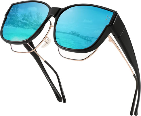 FEISEDY Women Men Polarized Fit Over Sunglasses Oversized Trendy Square Cat Eye Wear Over Glasses B2849...